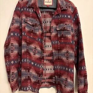 Woolrich Red and Blue Patterned Casual Button Down Shirt